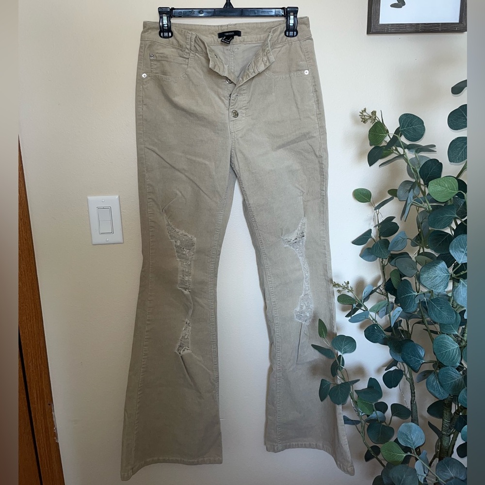 Forever 21 Ripped Corduroy Flare Pants